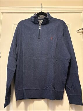 Polo by Ralph Lauren Men's Indigo Half-Zip Sweater with Red Pony